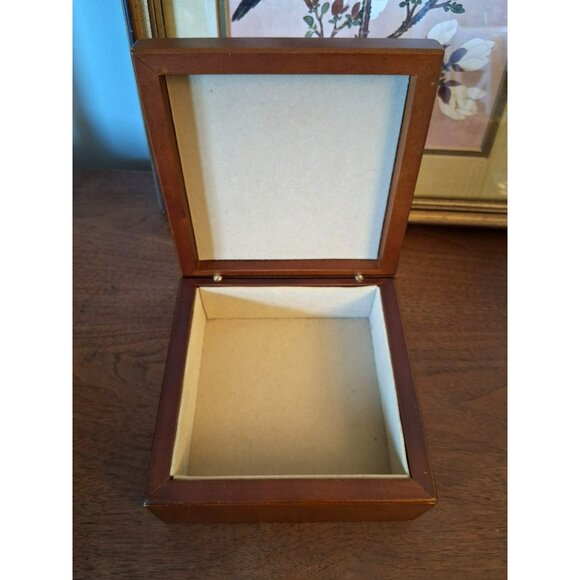 Handcrafted Wooden Trinket Box With Abstract Painted Tile Lid Artist Signed Lila - Picture 3 of 9